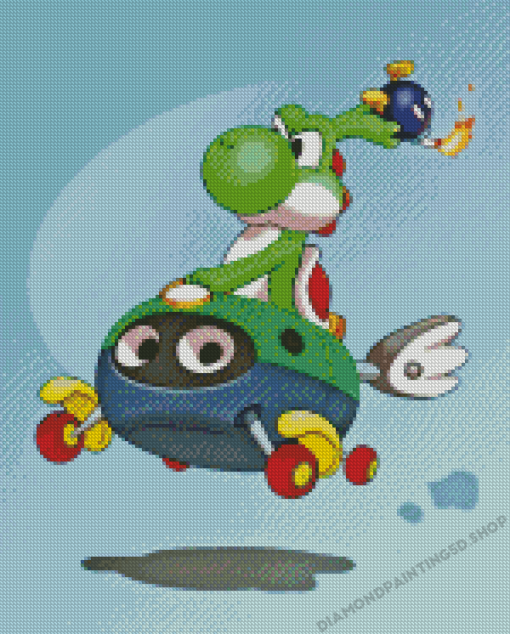 Yoshi Dinosaur Mario Kart Diamond Paintings