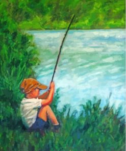 Abstract Little Boy Fishing Diamond Painting