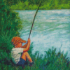 Abstract Little Boy Fishing Diamond Paintings
