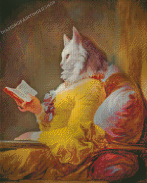 Aesthetic Book Cat Diamond Paintings