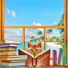 Aesthetic Book Cat Diamond Painting