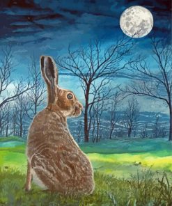 Aesthetic Moon Hare Diamond Painting