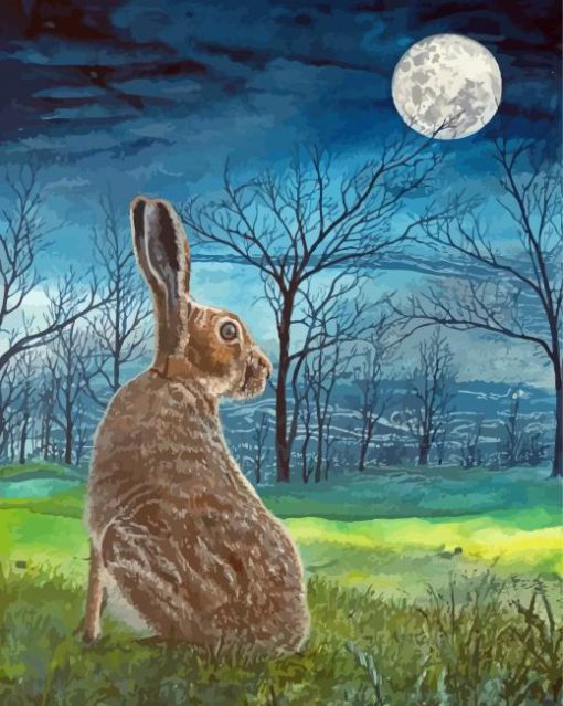 Aesthetic Moon Hare Diamond Painting