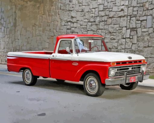 Aesthetic Red Ford F100 Diamond Painting