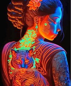 Aesthetic Asian Lady And Tiger Diamond Painting
