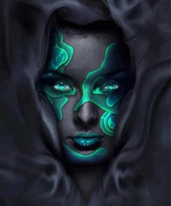 Aesthetic Black Lady And Green Color Diamond Painting
