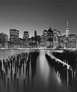 Black And White Manhattan Skyline Cityscape Diamond Painting