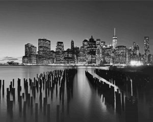 Black And White Manhattan Skyline Cityscape Diamond Painting