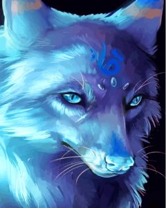 Blue Neon Fox Diamond Painting