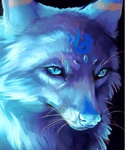 Blue Neon Fox Diamond Painting