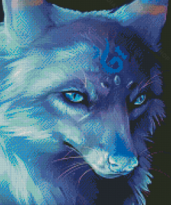 Blue Neon Fox Diamond Paintings