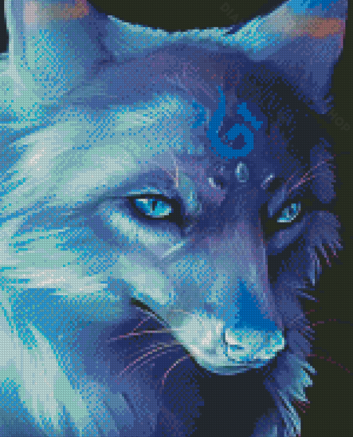 Blue Neon Fox Diamond Paintings