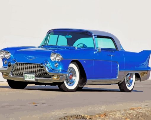 Blue Classic Cadillac Eldorado Car Diamond Painting