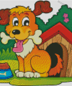 Cartoon Dog And Bone Diamond Paintings