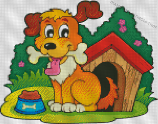 Cartoon Dog And Bone Diamond Paintings