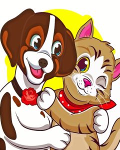 Cartoon Dog And Cat Diamond Painting