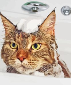 Cat In Shower Diamond Painting