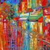 Colorful Abstract Rainy City At Night Diamond Painting