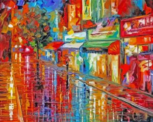 Colorful Abstract Rainy City At Night Diamond Painting