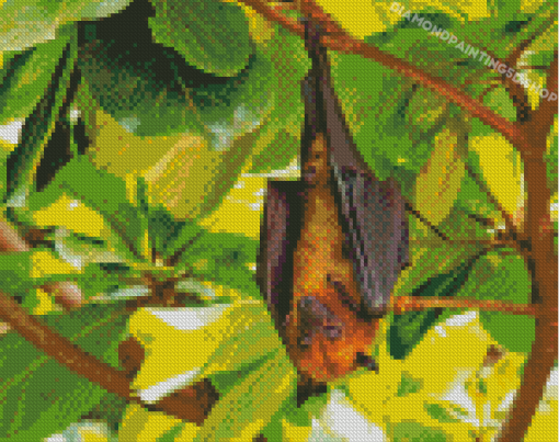 Giant Golden Crowned Flying Fox In Tree Diamond Paintings