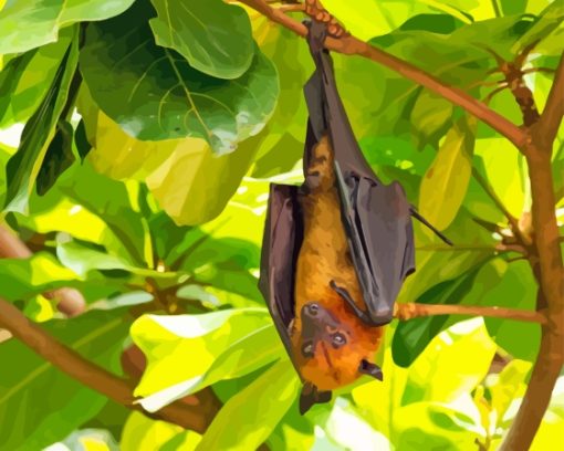 Giant Golden Crowned Flying Fox In Tree Diamond Painting