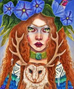 Girl And Owl Diamond Painting