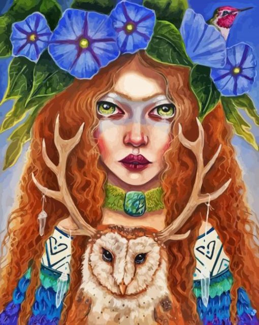 Girl And Owl Diamond Painting