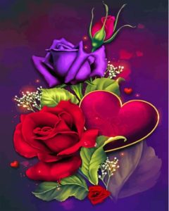 Heart And Flowers Diamond Painting