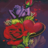 Heart And Flowers Diamond Paintings