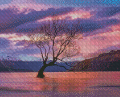 Lake Wanaka Pink Sunset Diamond Paintings