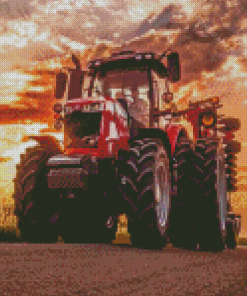 Massey Ferguson Tractor At Sunset Diamond Paintings