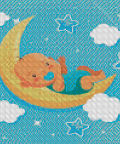 Moon With Baby Boy Diamond Paintings