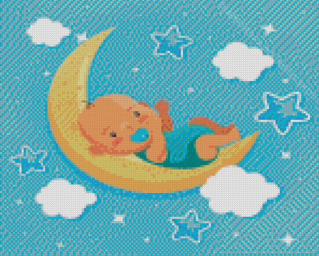 Moon With Baby Boy 5D Diamond Painting