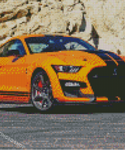 Orange Mustang Shelby GT500 Car Diamond Paintings