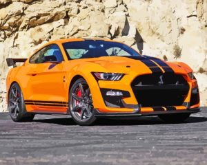 Orange Mustang Shelby GT500 Car Diamond Painting