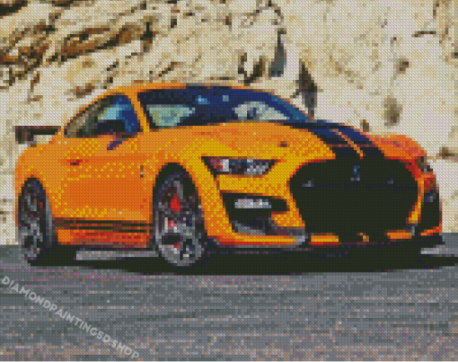 Orange Mustang Shelby GT500 Car Diamond Paintings