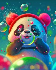 Panda And Bubble Diamond Painting