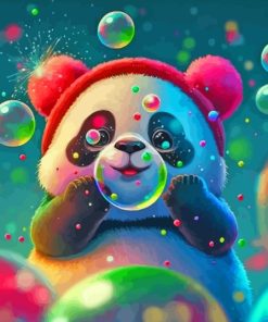 Panda And Bubble Diamond Painting