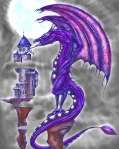 Purple Dangerous Mythical Dragon Diamond Painting