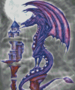 Purple Dangerous Mythical Dragon Diamond Paintings