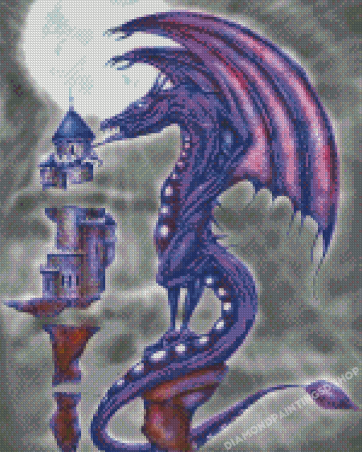 Purple Dangerous Mythical Dragon Diamond Paintings