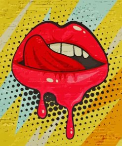 Red Graffiti Lips Diamond Painting