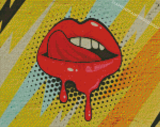 Red Graffiti Lips Diamond Paintings