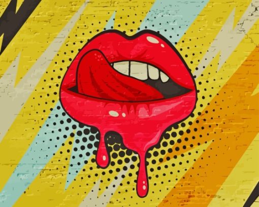 Red Graffiti Lips Diamond Painting