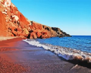 Red Beach Santorini Greece Diamond Painting