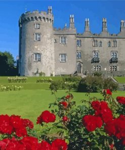 Red Flowers Kilkenny Castle Diamond Painting