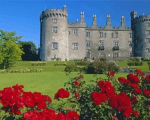 Red Flowers Kilkenny Castle Diamond Painting