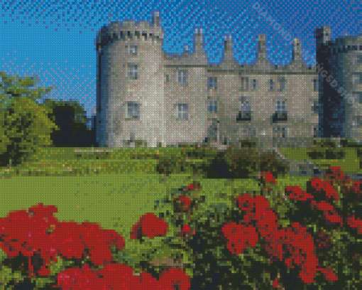 Red Flowers Kilkenny Castle Diamond Paintings