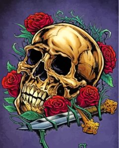 Skull With Roses Diamond Painting