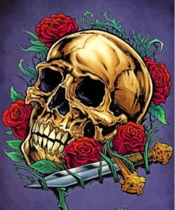 Skull With Roses Diamond Painting